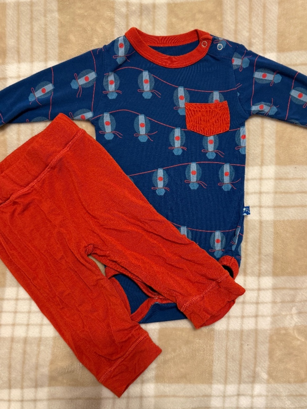Kickee Pants Navy Lantern Festival 2 Piece Outfit, Size 6-12 Months